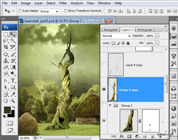 Fairy night. Beanstalk.Green, Beanstalk, theme, Green, fairy, tale, illustration, mystery, night, moon
